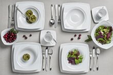 Kombiservice Geschirr-Set Celebration (50-tlg), 6 Personen, Porzellan, Service, weiß, außergewöhnliche Geometrie