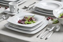 Kombiservice Geschirr-Set Celebration (50-tlg), 6 Personen, Porzellan, Service, weiß, außergewöhnliche Geometrie