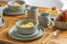 Kombiservice Geschirr-Set, Service Prato (16-tlg), 4 Personen, Steingut grün