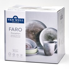 Kombiservice Geschirr-Set, Service Faro (16-tlg), für 4 Personen, Porzellan
