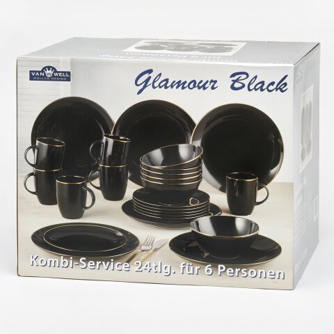 Kombiservice Geschirr-Set, Service Glamour Black (24-tlg), für 6 Pers,  139,95 €