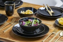 Kombiservice Geschirr-Set, Service Glamour Black (24-tlg), für 6 Personen, Porzellan