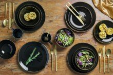 Kombiservice Geschirr-Set, Service Glamour Black (24-tlg), für 6 Personen, Porzellan