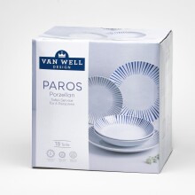 Tellerset Paros (18-tlg), für 6 Personen, Porzellan