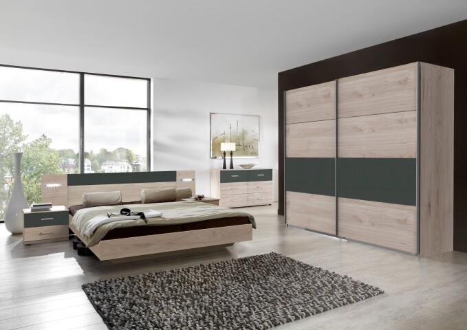 Komplettschlafzimmer >ANGIE< in HICKORY OAK + GRAPHIT - 208cm (H)