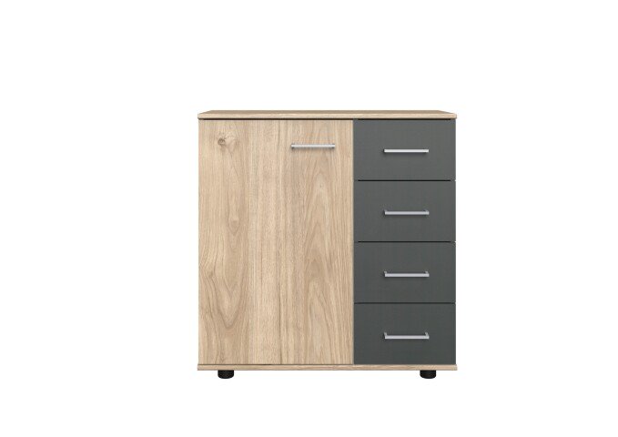 Kombikommode >ANGIE< in HICKORY OAK + GRAPHIT - 81x83x41cm (BxHxT)