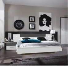 Schlafzimmer-Set >ANGIE< in WEISS + GRAPHIT -...