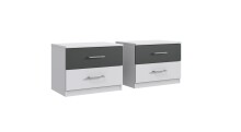 Schlafzimmer-Set >ANGIE< in WEISS + GRAPHIT - 261x81x210cm (BxHxT)