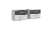 Schlafzimmer-Set >ANGIE< in WEISS + GRAPHIT - 261x81x210cm (BxHxT)