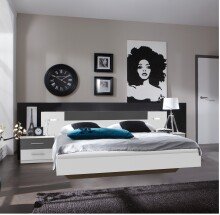 Schlafzimmer-Set >ANGIE< in WEISS + GRAPHIT -...