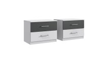 Schlafzimmer-Set >ANGIE< in WEISS + GRAPHIT - 241x81x210cm (BxHxT)