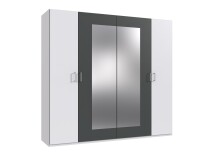 Komplettschlafzimmer >ANGIE< in WEISS + GRAPHIT - 519x208x210cm (BxHxT)