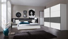 Komplettschlafzimmer >ANGIE< in WEISS + GRAPHIT -...