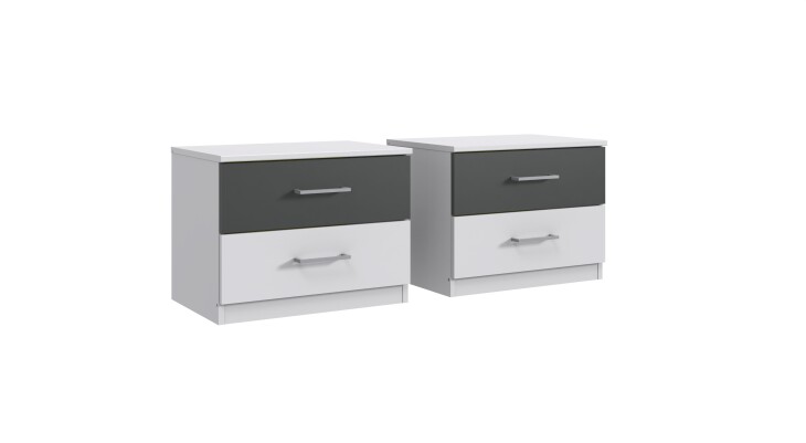 Nachtkommode >ANGIE< in WEISS + GRAPHIT - 104x40x38cm (BxHxT)
