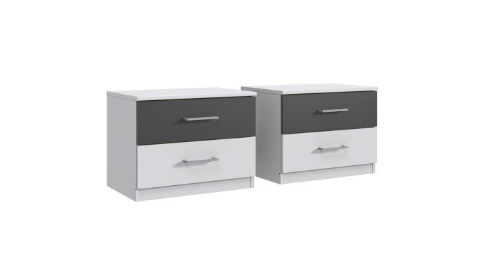 Nachtkommode >ANGIE< in WEISS + GRAPHIT - 104x40x38cm (BxHxT)