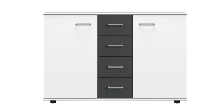 Kombikommode >ANGIE< in WEISS + GRAPHIT - 130x83x41cm (BxHxT)