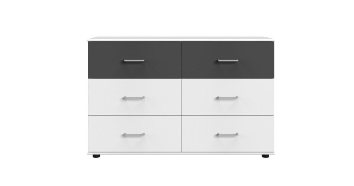 Kombikommode >ANGIE< in WEISS + GRAPHIT - 130x83x41cm (BxHxT)