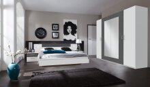 Drehtürenschrank >ANGIE< in WEISS + GRAPHIT - 225x208x58cm (BxHxT)