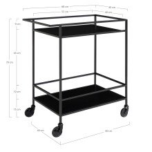 Servierwagen >Vita< in Schwarz, Melamin - 40x79x68cm (BxHxT)