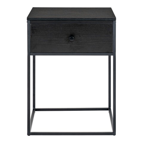 Nachttisch >Vita< in Schwarz, Melamin - 40x55x40cm (BxHxT)