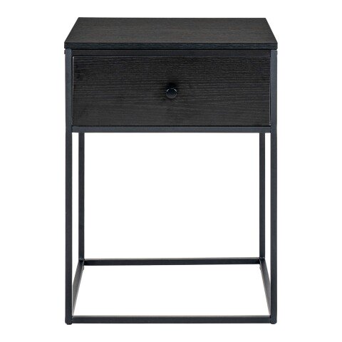 Nachttisch >Vita< in Schwarz, Melamin - 40x55x40cm (BxHxT)