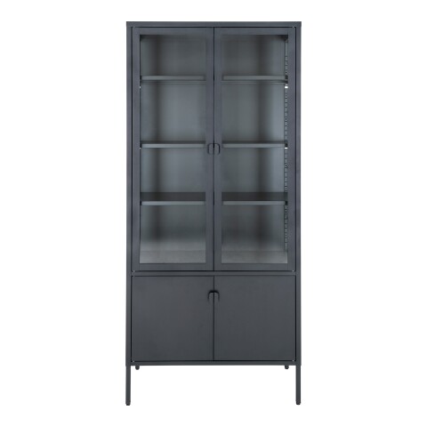 Standvitrine >Brisbane< in Schwarz, Metall - 80x180x35cm (BxHxT)