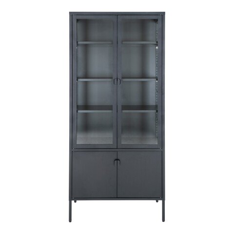 Standvitrine >Brisbane< in Schwarz, Metall - 80x180x35cm (BxHxT)