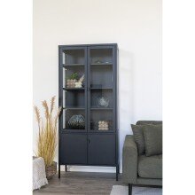 Standvitrine >Brisbane< in Schwarz, Metall - 80x180x35cm (BxHxT)
