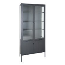Standvitrine >Brisbane< in Schwarz, Metall - 80x180x35cm (BxHxT)
