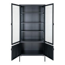 Standvitrine >Brisbane< in Schwarz, Metall - 80x180x35cm (BxHxT)