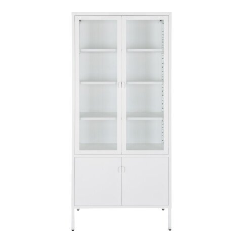 Standvitrine >Brisbane< in Weiss, Metall - 80x180x35cm (BxHxT)