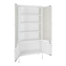 Standvitrine >Brisbane< in Weiss, Metall - 80x180x35cm (BxHxT)