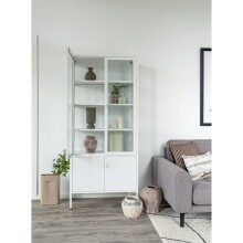 Standvitrine >Brisbane< in Weiss, Metall - 80x180x35cm (BxHxT)