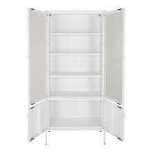 Standvitrine >Brisbane< in Weiss, Metall - 80x180x35cm (BxHxT)