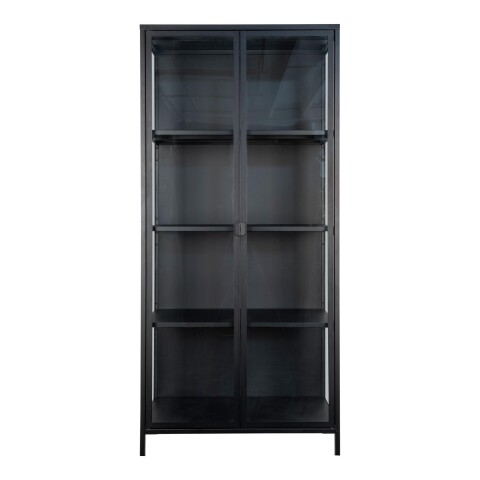 Standvitrine >Brisbane< in Schwarz, Metall - 80x175x35cm (BxHxT)