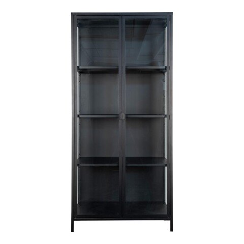 Standvitrine >Brisbane< in Schwarz, Metall - 80x175x35cm (BxHxT)