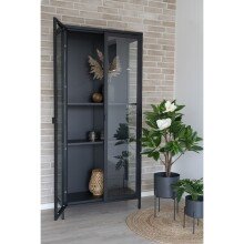 Standvitrine >Brisbane< in Schwarz, Metall - 80x175x35cm (BxHxT)