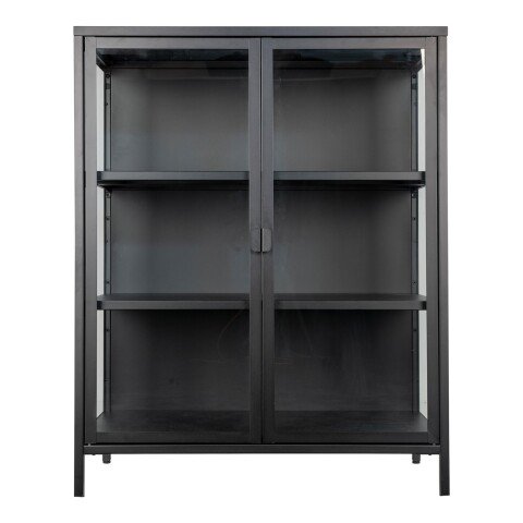 Standvitrine >Brisbane< in Schwarz, Metall - 80x101,5x40cm (BxHxT)