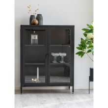 Standvitrine >Brisbane< in Schwarz, Metall - 80x101,5x40cm (BxHxT)