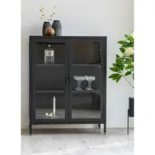 Standvitrine >Brisbane< in Schwarz, Metall -...