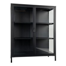 Standvitrine >Brisbane< in Schwarz, Metall - 80x101,5x40cm (BxHxT)