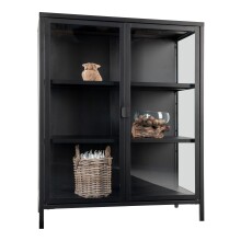 Standvitrine >Brisbane< in Schwarz, Metall - 80x101,5x40cm (BxHxT)
