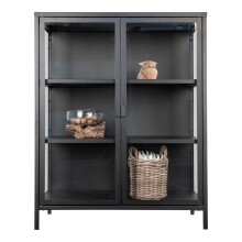 Standvitrine >Brisbane< in Schwarz, Metall - 80x101,5x40cm (BxHxT)