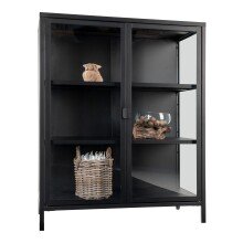 Standvitrine >Brisbane< in Schwarz, Metall - 80x101,5x40cm (BxHxT)