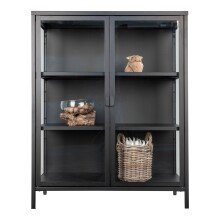Standvitrine >Brisbane< in Schwarz, Metall - 80x101,5x40cm (BxHxT)
