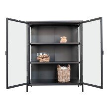Standvitrine >Brisbane< in Schwarz, Metall - 80x101,5x40cm (BxHxT)