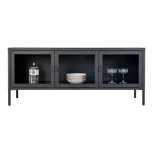 TV-Bank >Brisbane< in Schwarz, Metall - 130x55x40cm...