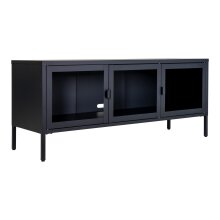 TV-Bank >Brisbane< in Schwarz, Metall - 130x55x40cm (BxHxT)