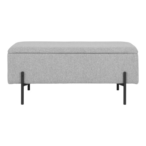 Truhenbank >Watford< in Hellgrau, Stoff - 95x46x36,5cm (BxHxT)