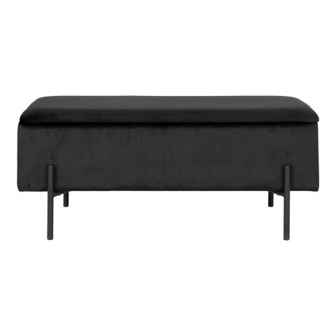 Truhenbank >Watford< in Schwarz, Stoff - 95x46x36,5cm (BxHxT)